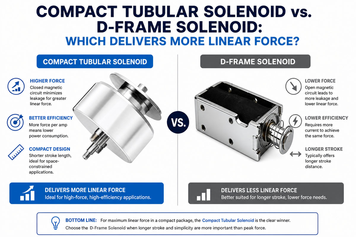 Compact Tubular Solenoid vs D-Frame Solenoid