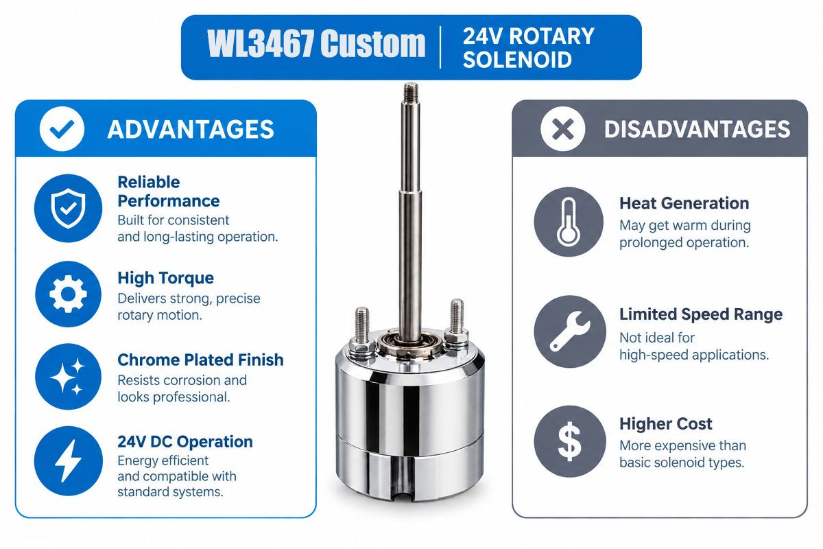 Custom DC 24V Rotary Solenoid Advantage and Disadvantage