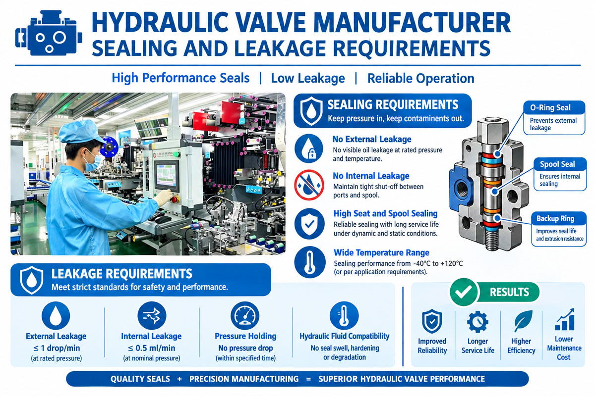 Custom Hydraulic Valve Sealing Leakage reqirement