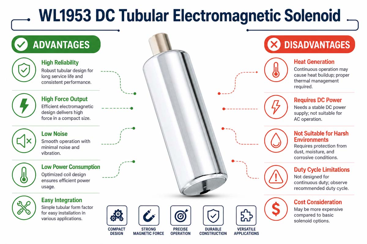 DC Electromagnetic Solenoid advantage and disadvantage
