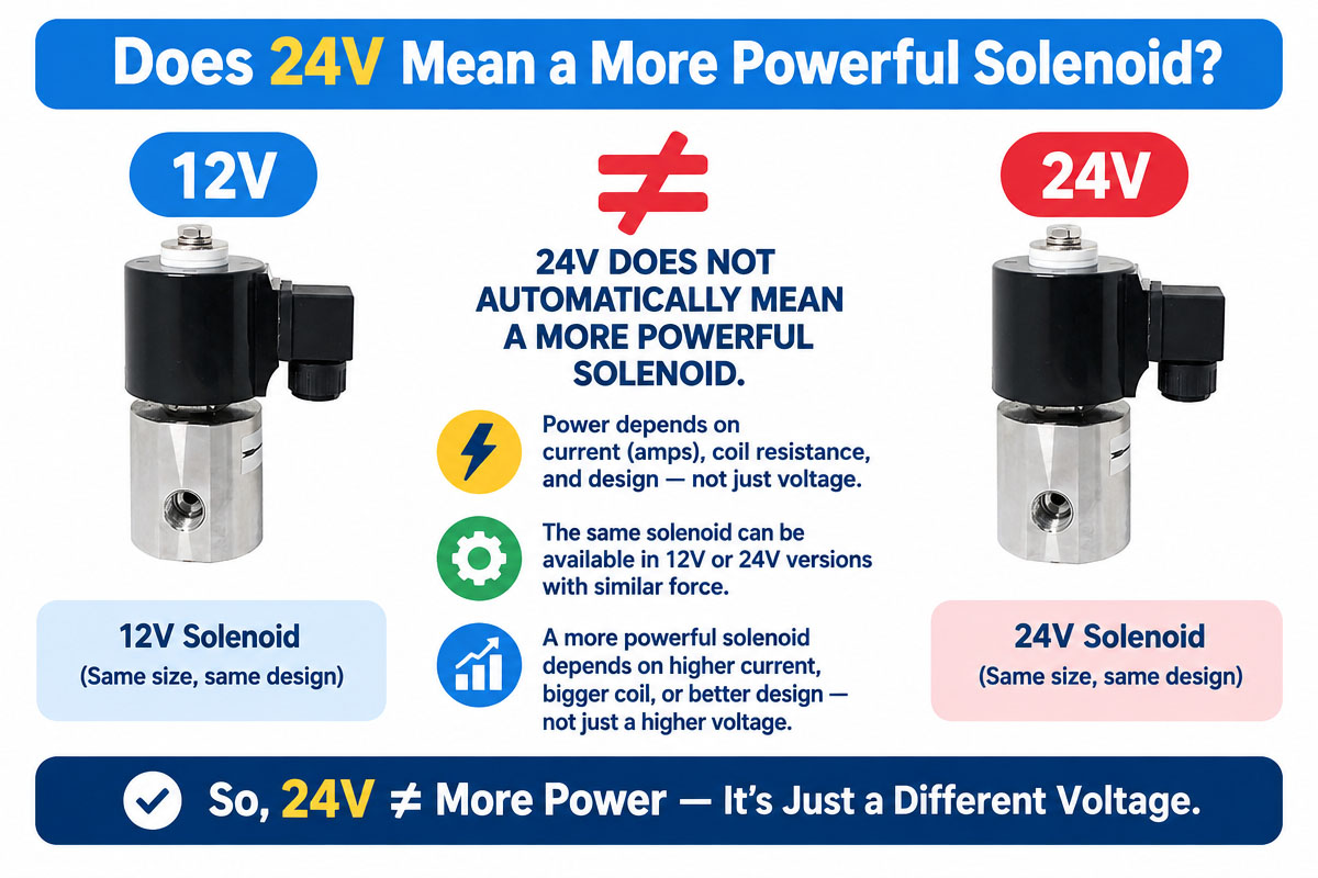 Does 24V mean a more powerful Solenoid than 12V