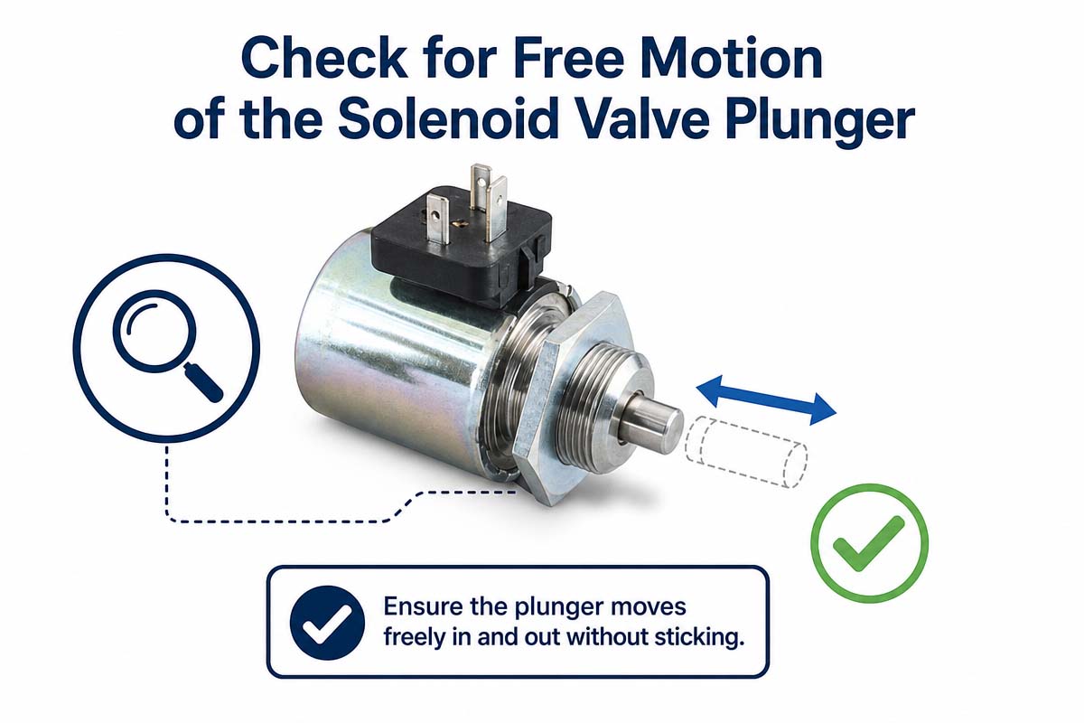 Solenoid valve plunger free Plunger motion checking