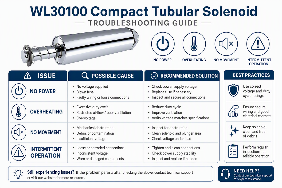 Gabay sa Pag-troubleshoot ng WL30100 Compact Tubular Solenoid