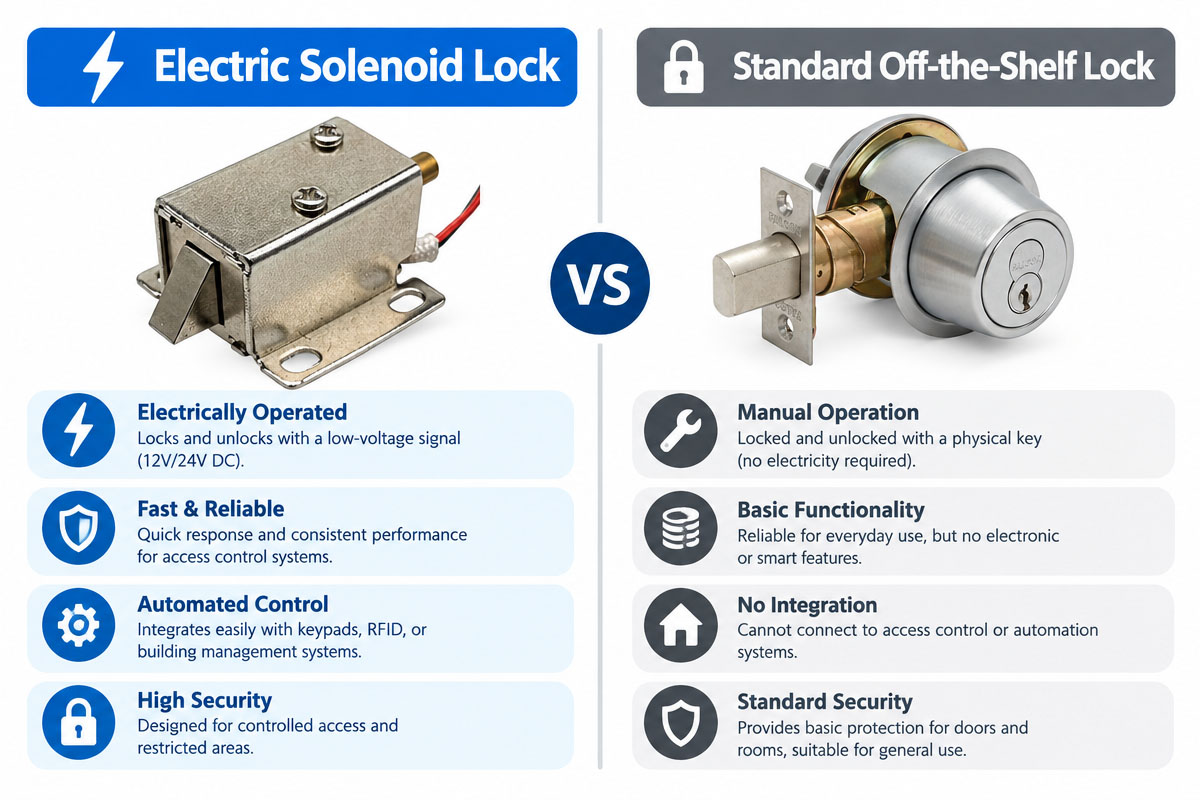 What is the difference between an electric solenoid lock VS Standard Lock