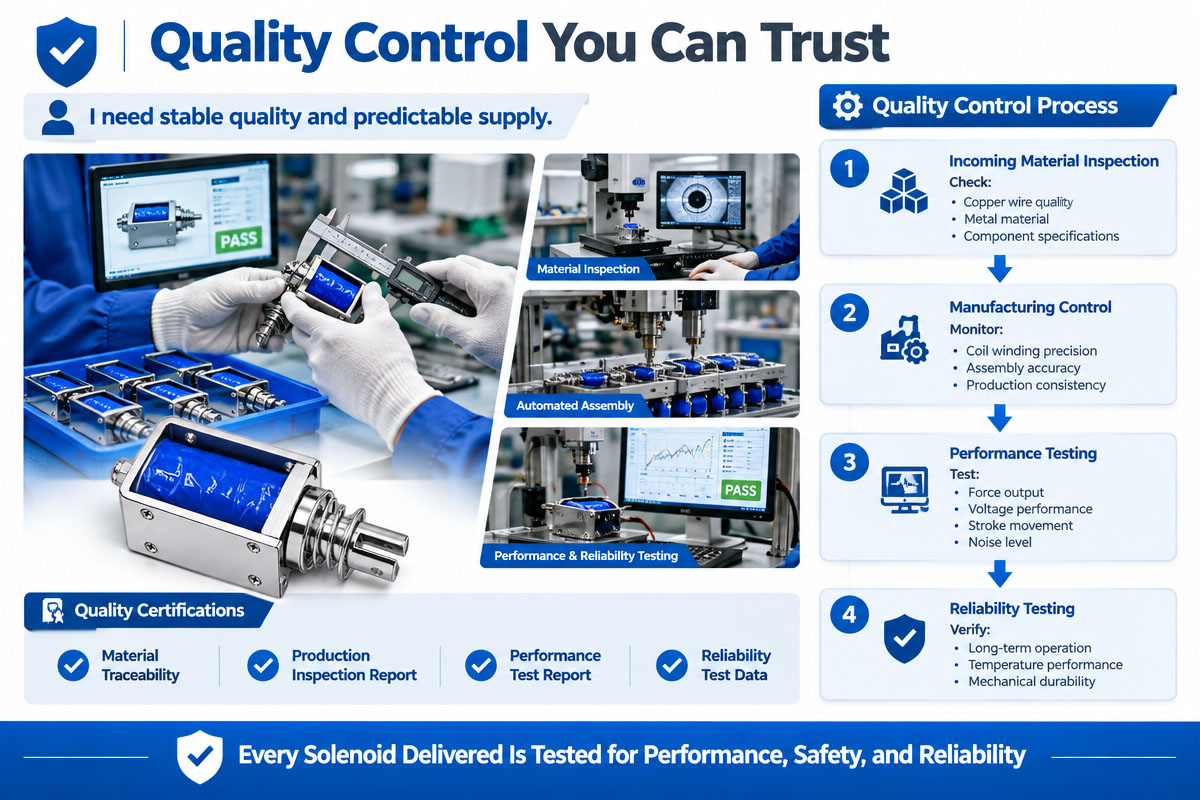 Push-pull magnetic solenoid Product Quality Assurance