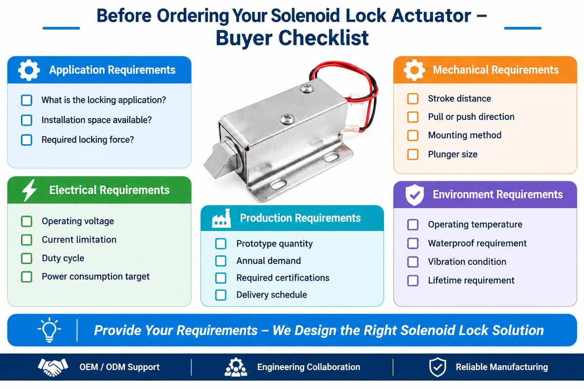 Custom DC Solenoid Lock Actuator Buyer Checklist