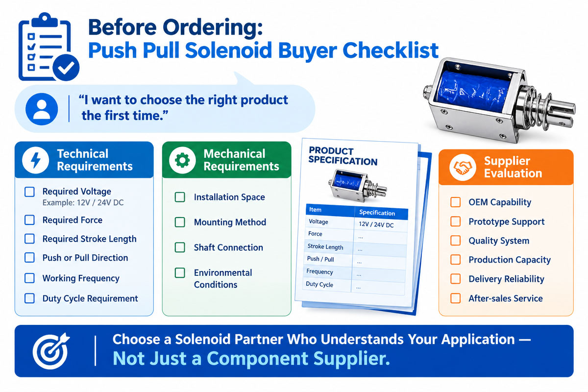 Push-pull magnetic solenoid Buyer Selection checklist