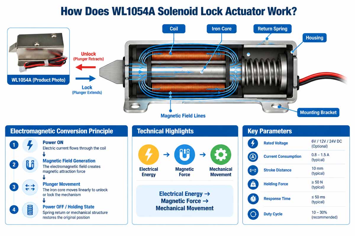 WL1054A Solenoid Lock Actuator Working Principle Explaned