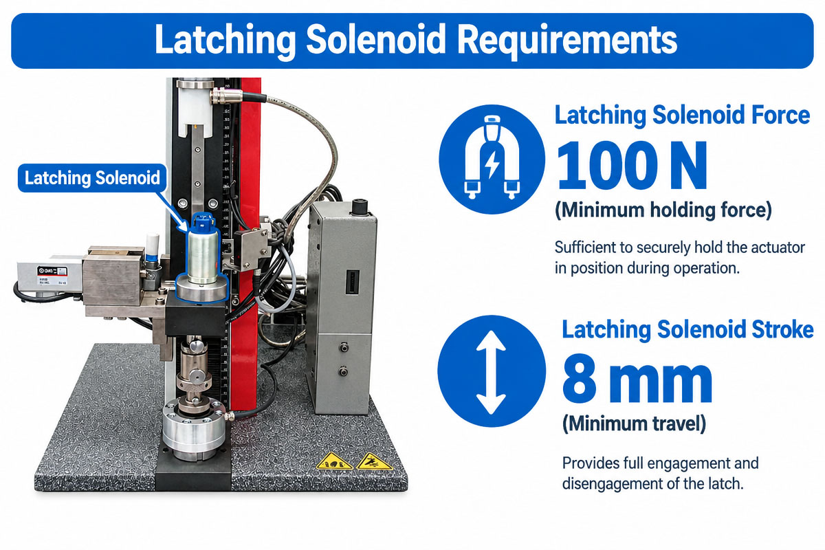 Calculate the Latching Solenoid force and stroke required for the project need