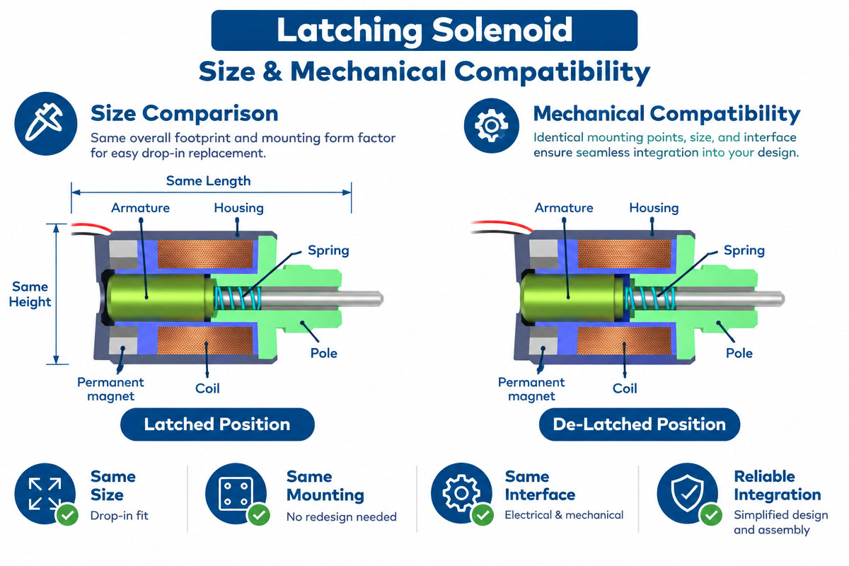 Check the Latching Solenoid Size & Mechanical Compatibility