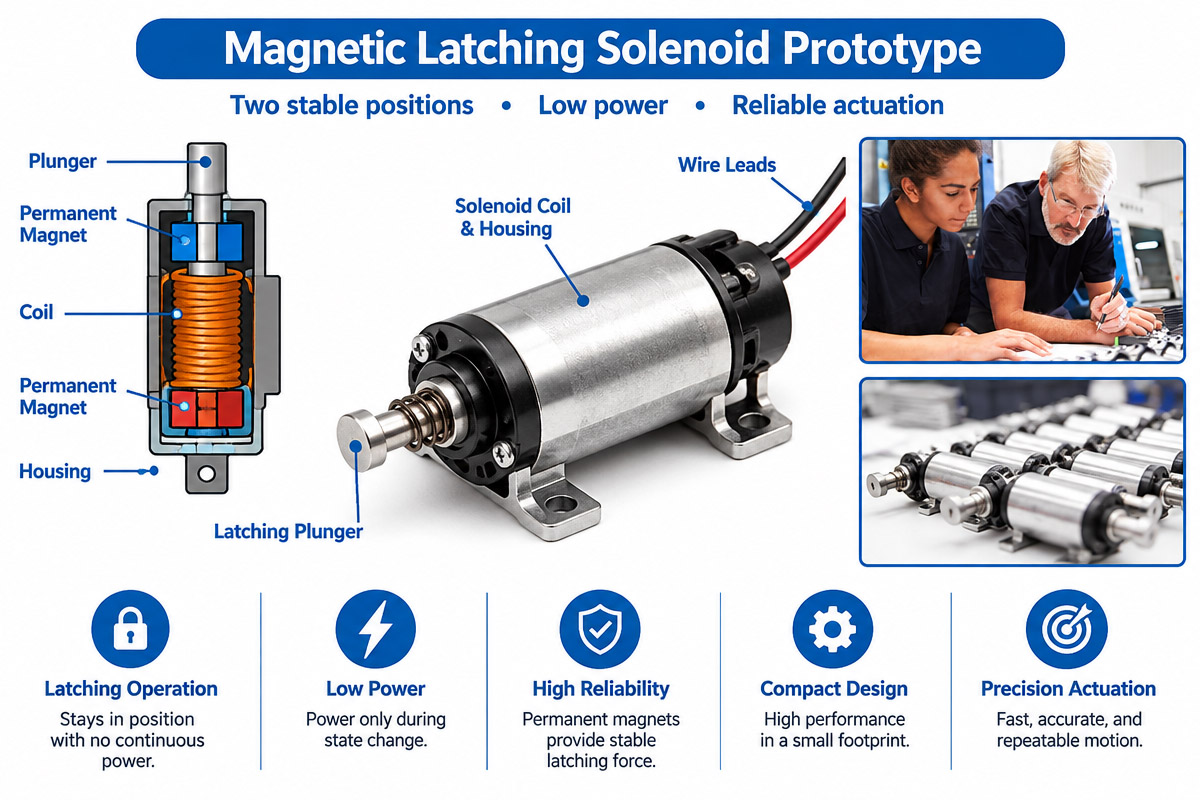 Custom Magnetic Latching Solenoid Prototype Checking
