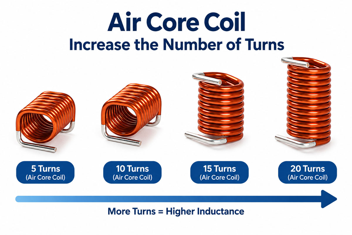 How to control and increase the Air core coil turns