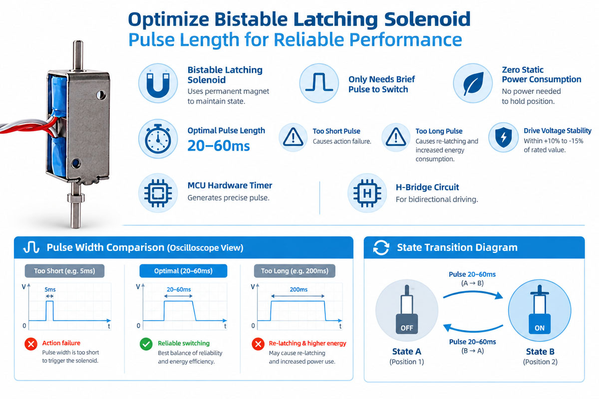 Pag-optimize ng Bistable Latching Solenoid Pulse Length