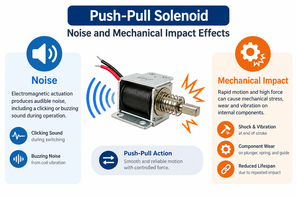 Push-Pull Solenoid Noise and Impact Evaluation
