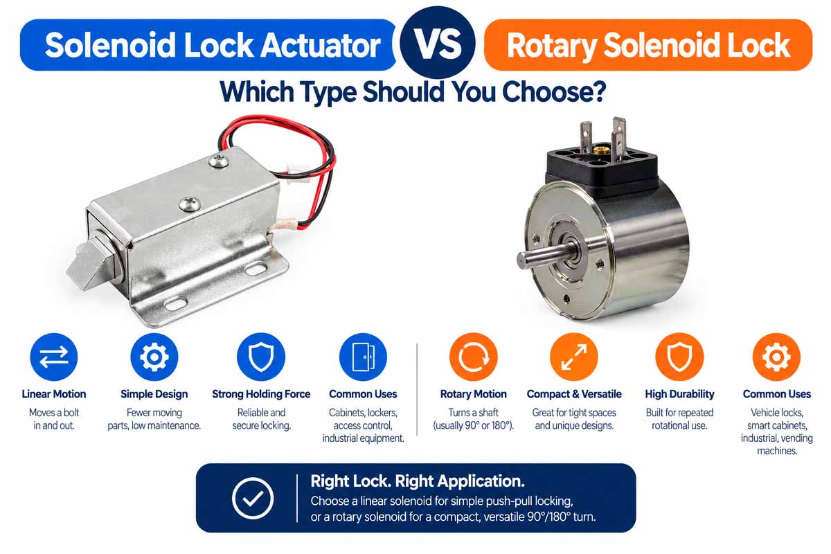 Solenoid Lock Actuator vs Rotary Solenoid Lock - Which should you choose