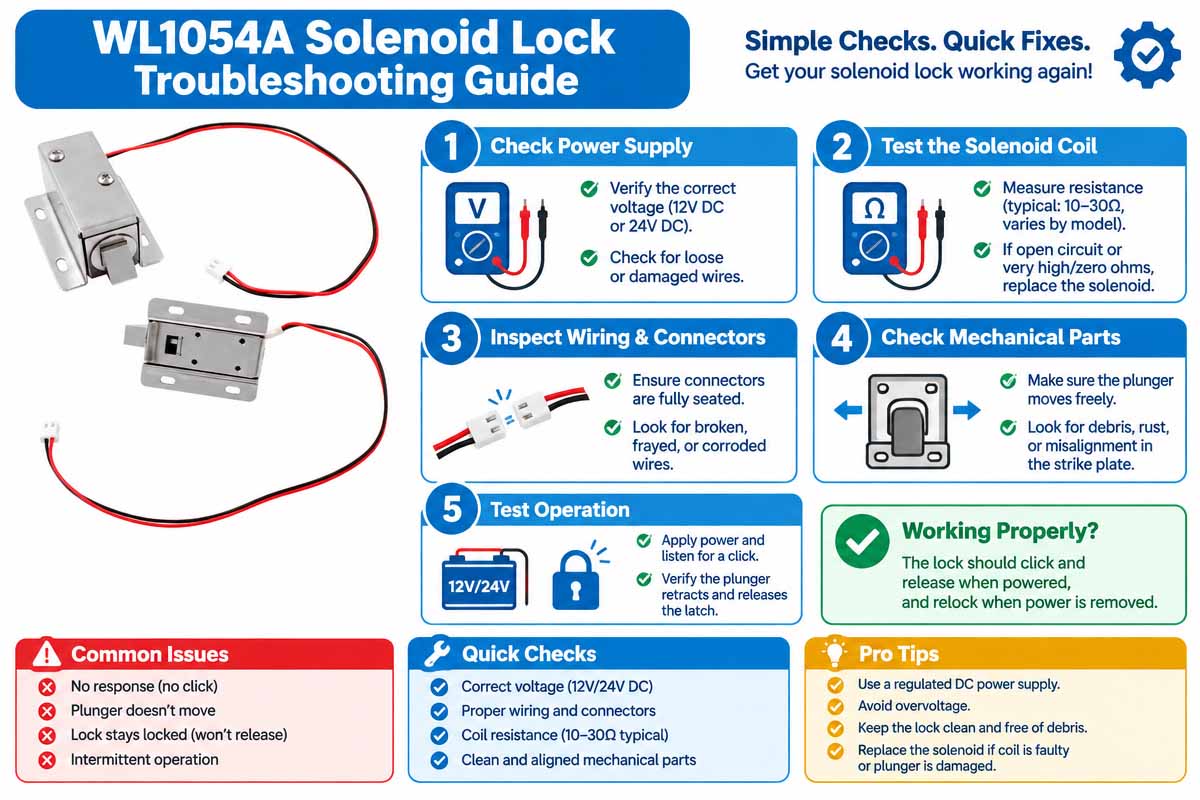 WL1054A Custom Solenoid Lock Troubleshooting Guide